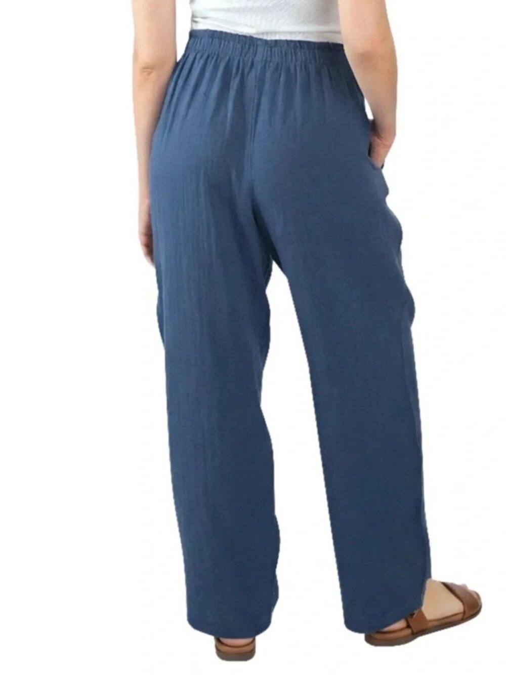 Coldwater Creek Women's Cotton Gauze Pull-On Pant Blue XS New with tag - Picture 3 of 4